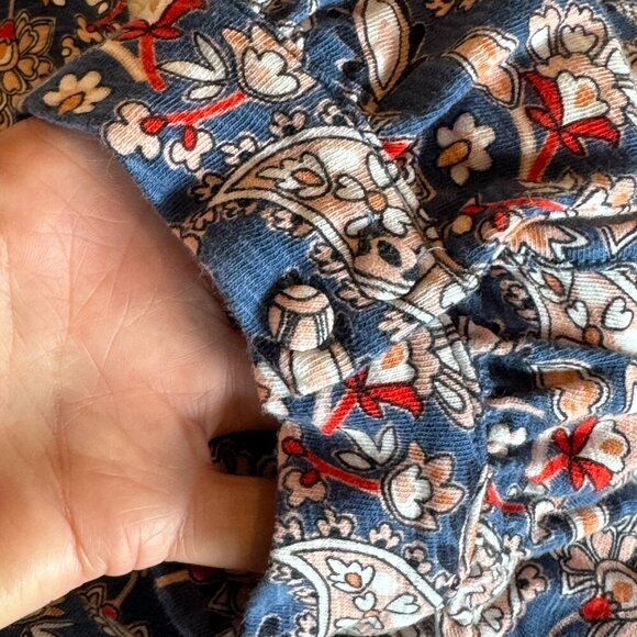 Boden Blue Paisley 100% cotton V neck short shift dress sz 14R - Picture 12 of 12